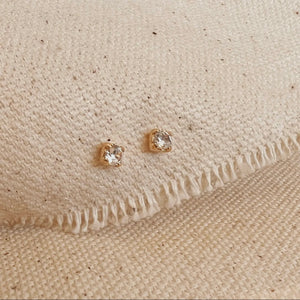 18k Gold-Filled 2mm Cubic Zirconia Stud